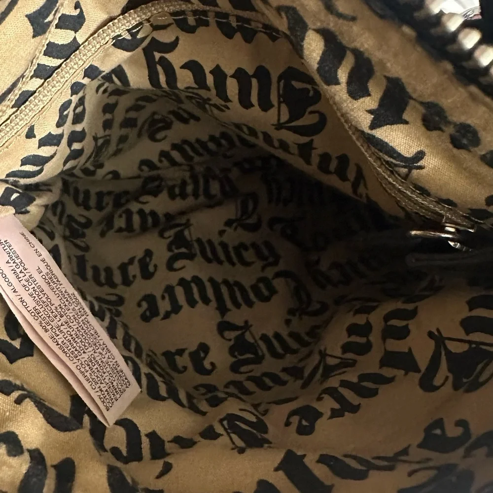 Juicy Couture Y2K Black Velour Crossbody Bag – 2011 Vintage Pink Sparkles - Picture 9 of 16